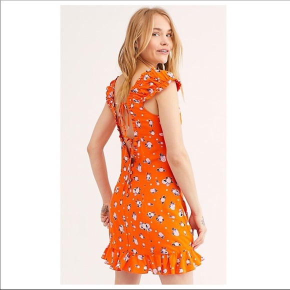 FREE PEOPLE BOHO V-NECK TIE BACK MINI DRESS A2C - Picture 10 of 16